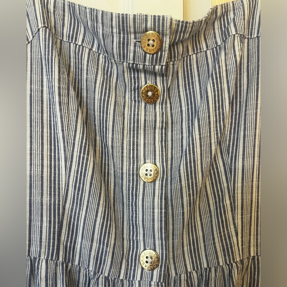 Melissa Odabash Celine Blue Striped Button-front Belted Midi Dress Cotton - Picture 4 of 7